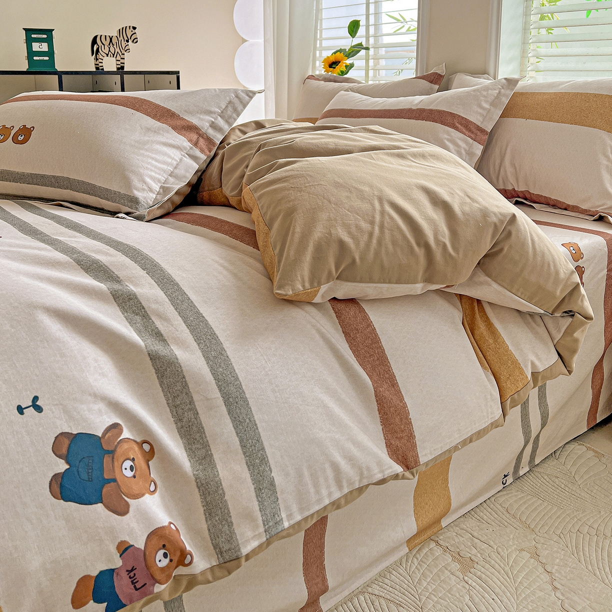 91家纺网 家纺一手货源 找家纺 （总）依庭 2025新款高克重全棉纯棉磨毛印花单被套