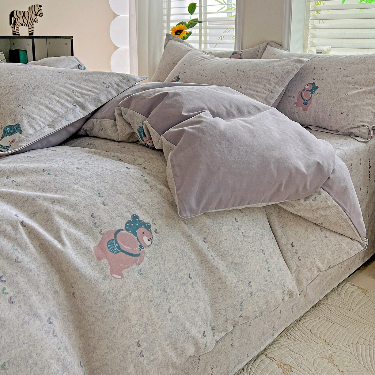 91家纺网 家纺一手货源 找家纺 （总）依庭 2025新款高克重全棉纯棉磨毛印花单被套