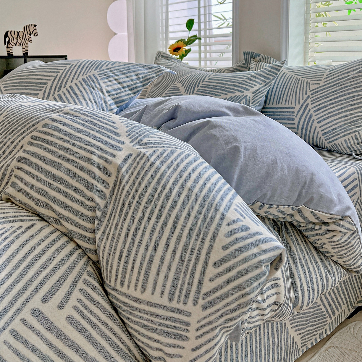 91家纺网 家纺一手货源 找家纺 依庭 2025新款高克重全棉纯棉磨毛印花单被套 奥维斯