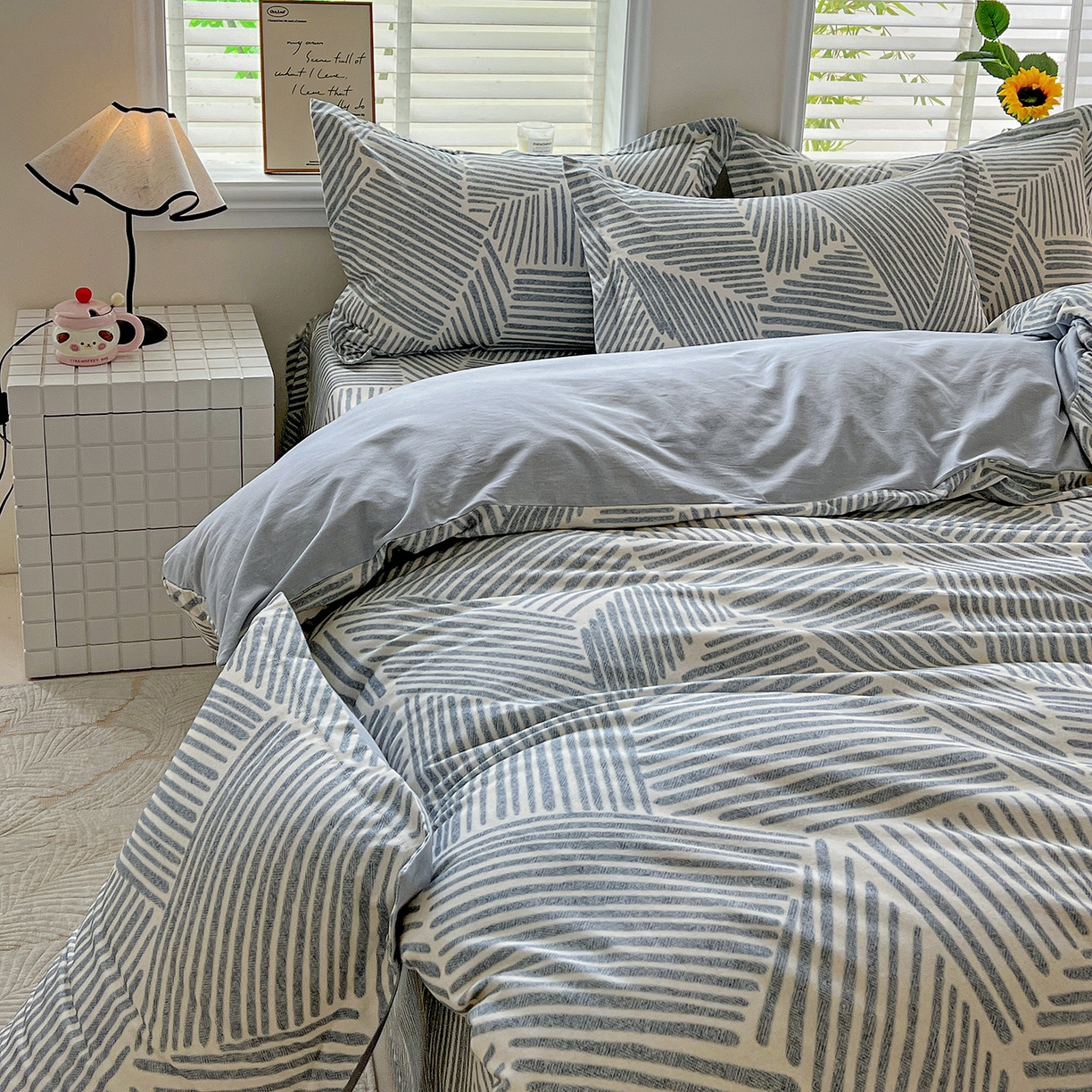 91家纺网 家纺一手货源 找家纺 依庭 2025新款高克重全棉纯棉磨毛印花单被套 奥维斯