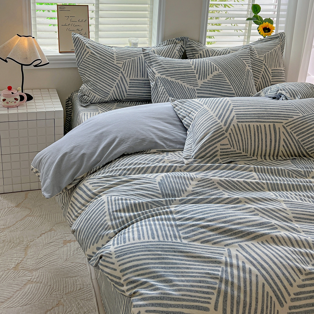 91家纺网 家纺一手货源 找家纺 依庭 2025新款高克重全棉纯棉磨毛印花单被套 奥维斯