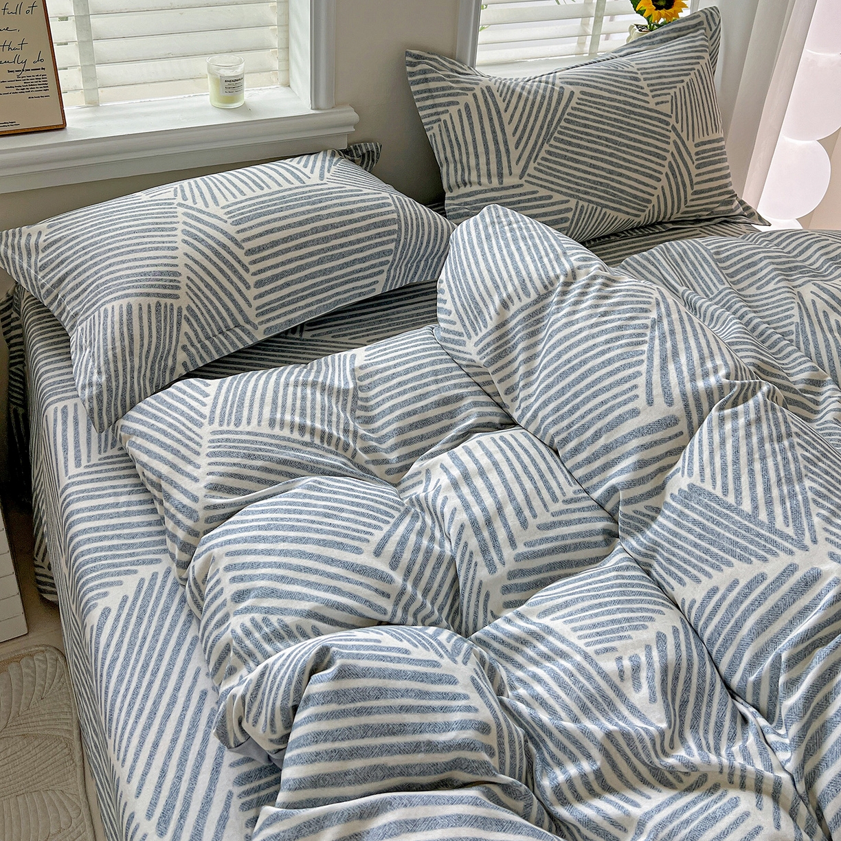 91家纺网 家纺一手货源 找家纺 依庭 2025新款高克重全棉纯棉磨毛印花单被套 奥维斯