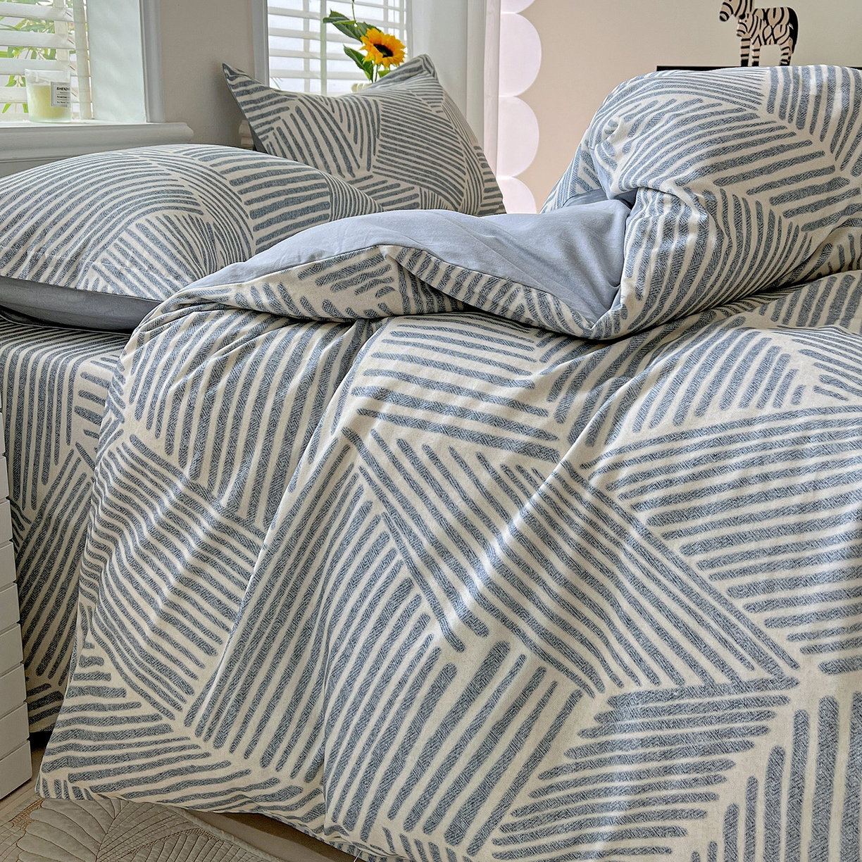 91家纺网 家纺一手货源 找家纺 依庭 2025新款高克重全棉纯棉磨毛印花单被套 奥维斯