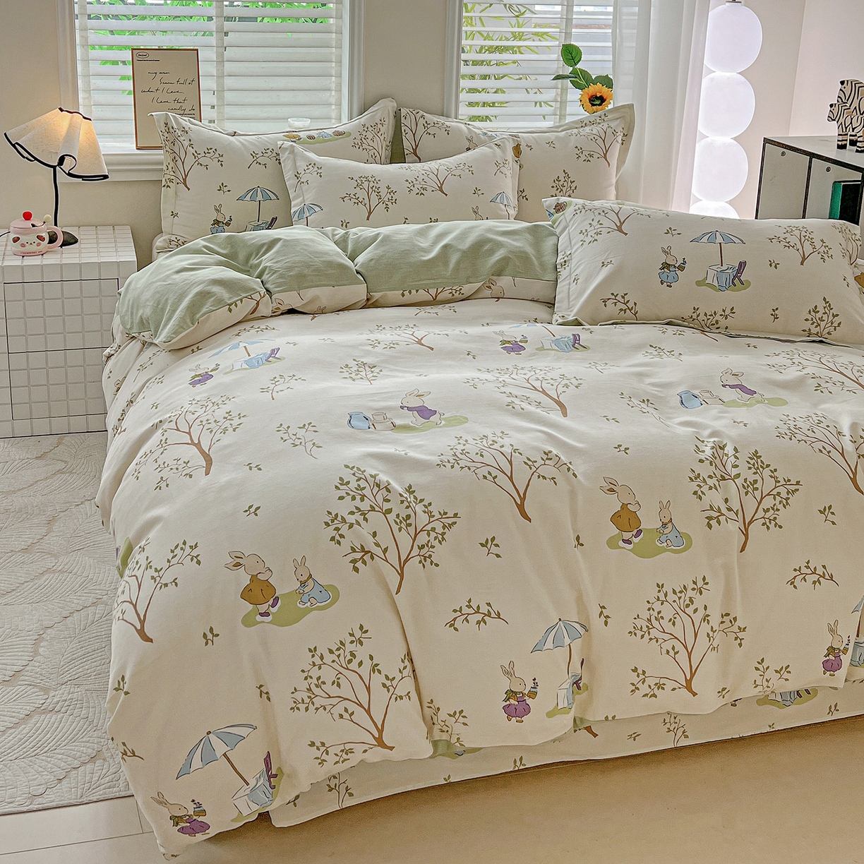 91家纺网 家纺一手货源 找家纺 依庭 2025新款高克重全棉纯棉磨毛印花单被套 彼得兔