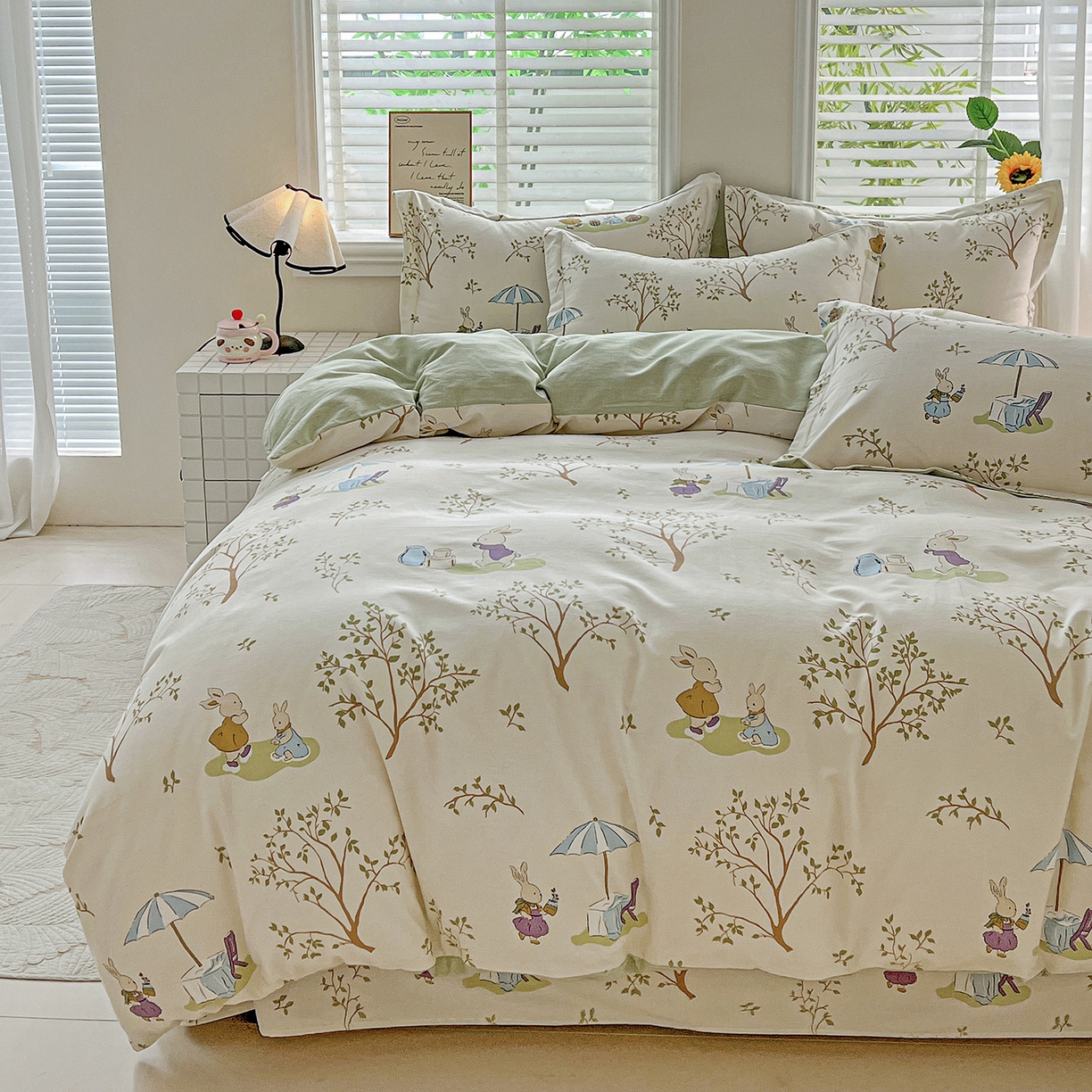 91家纺网 家纺一手货源 找家纺 依庭 2025新款高克重全棉纯棉磨毛印花单被套 彼得兔