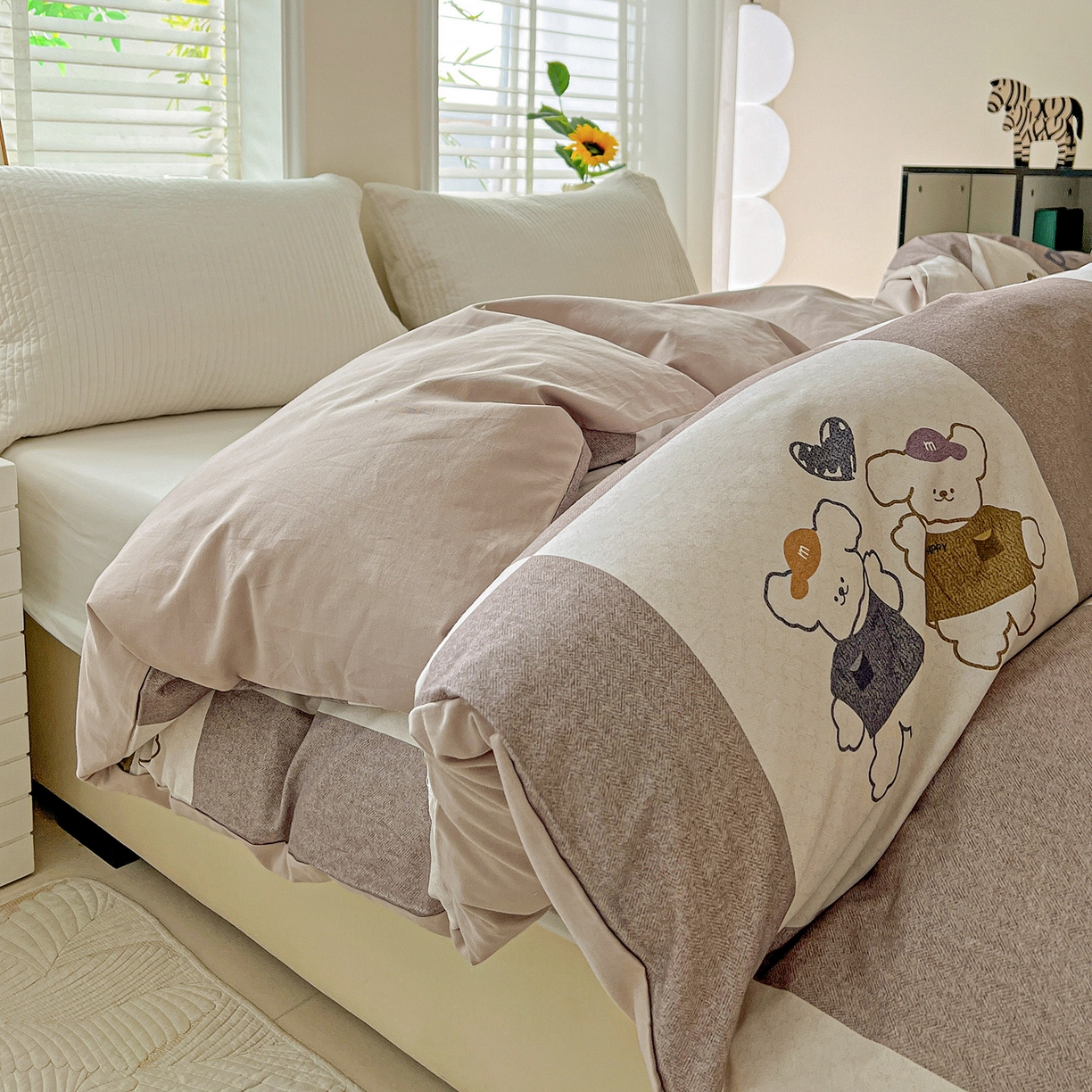 91家纺网 家纺一手货源 找家纺 依庭 2025新款高克重全棉纯棉磨毛印花单被套 好伙伴