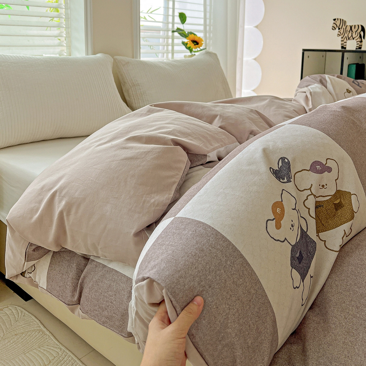 91家纺网 家纺一手货源 找家纺 依庭 2025新款高克重全棉纯棉磨毛印花单被套 好伙伴