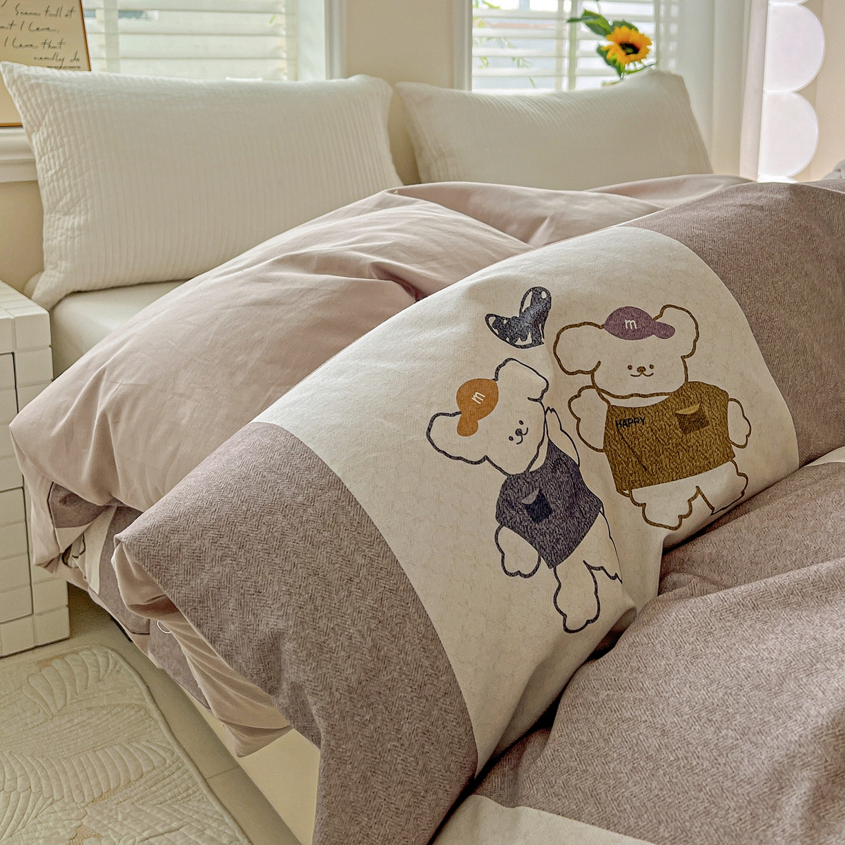 91家纺网 家纺一手货源 找家纺 依庭 2025新款高克重全棉纯棉磨毛印花单被套 好伙伴