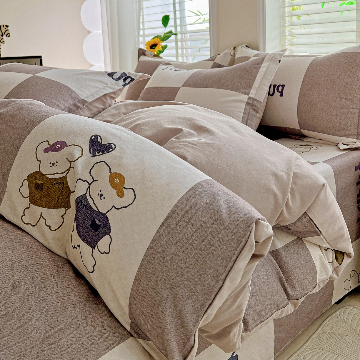 91家纺网 家纺一手货源 找家纺 依庭 2025新款高克重全棉纯棉磨毛印花单被套 好伙伴