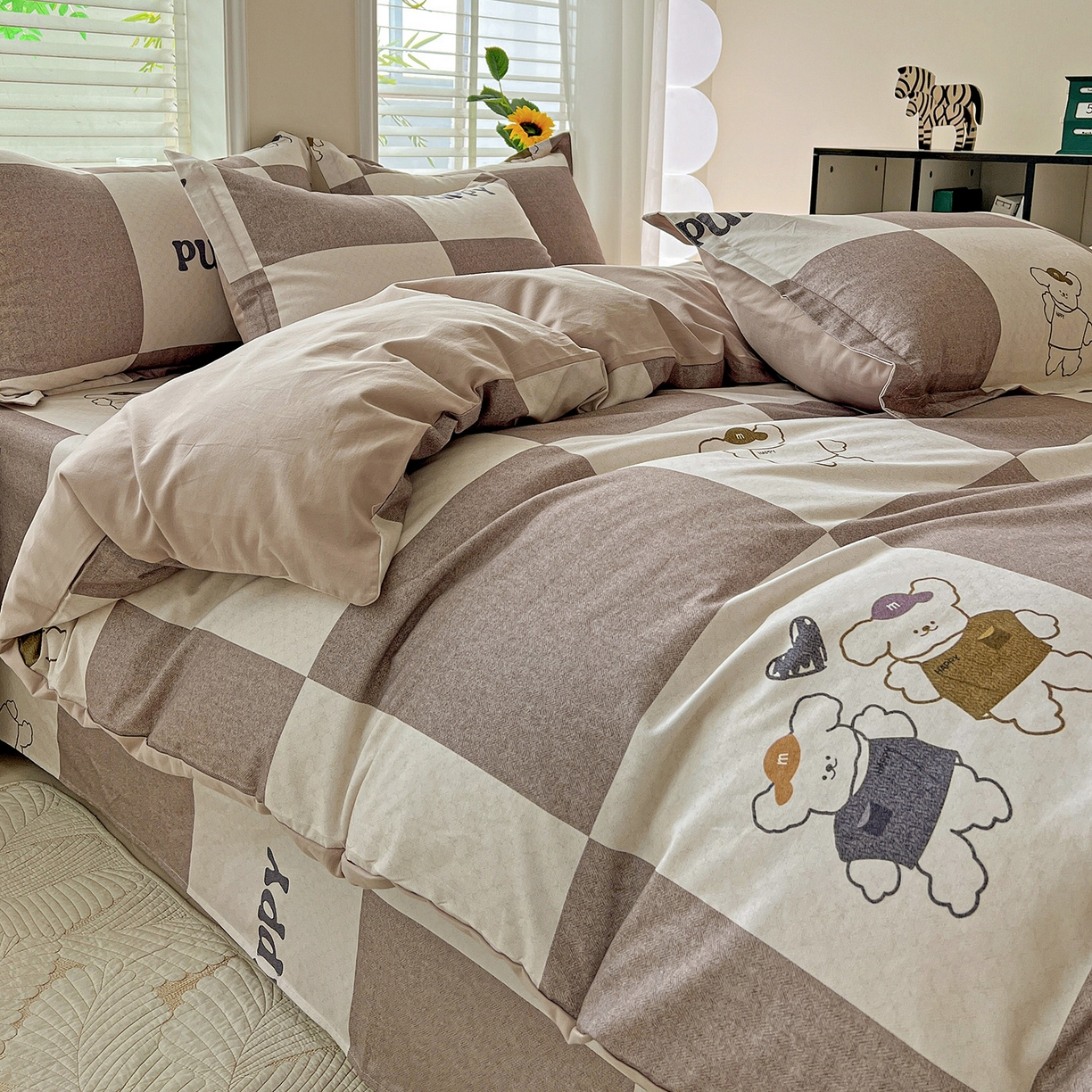 91家纺网 家纺一手货源 找家纺 依庭 2025新款高克重全棉纯棉磨毛印花单被套 好伙伴