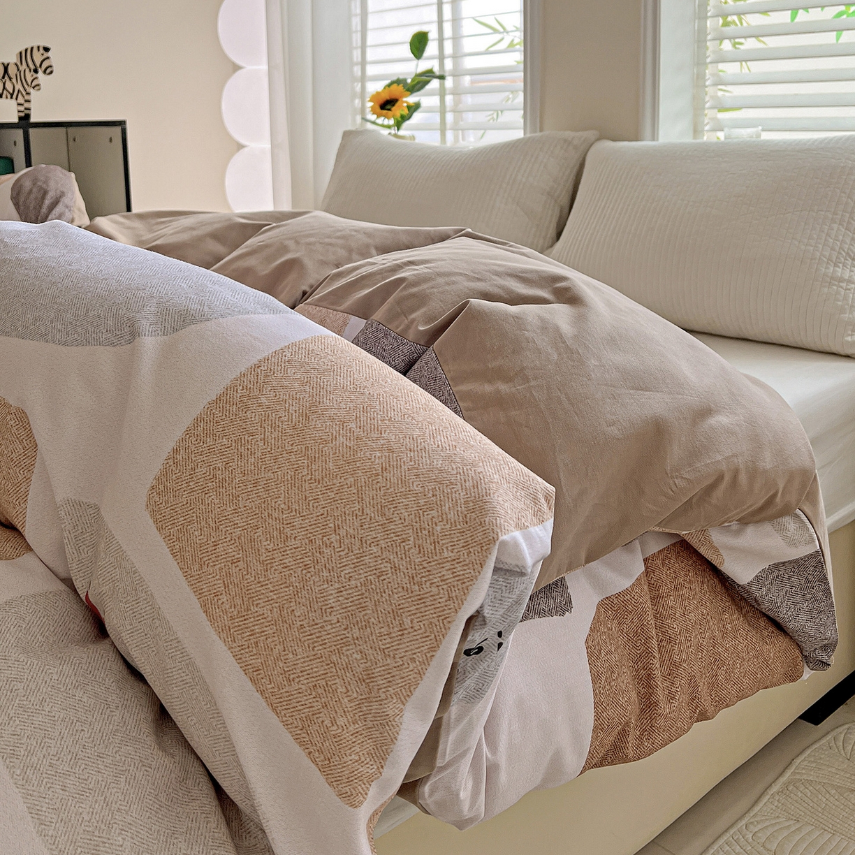 91家纺网 家纺一手货源 找家纺 依庭 2025新款高克重全棉纯棉磨毛印花单被套 红冠象