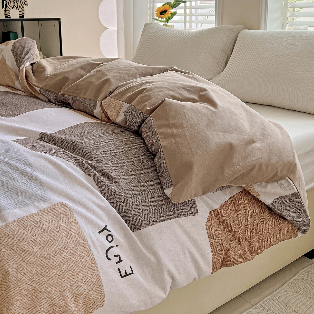 91家纺网 家纺一手货源 找家纺 依庭 2025新款高克重全棉纯棉磨毛印花单被套 红冠象