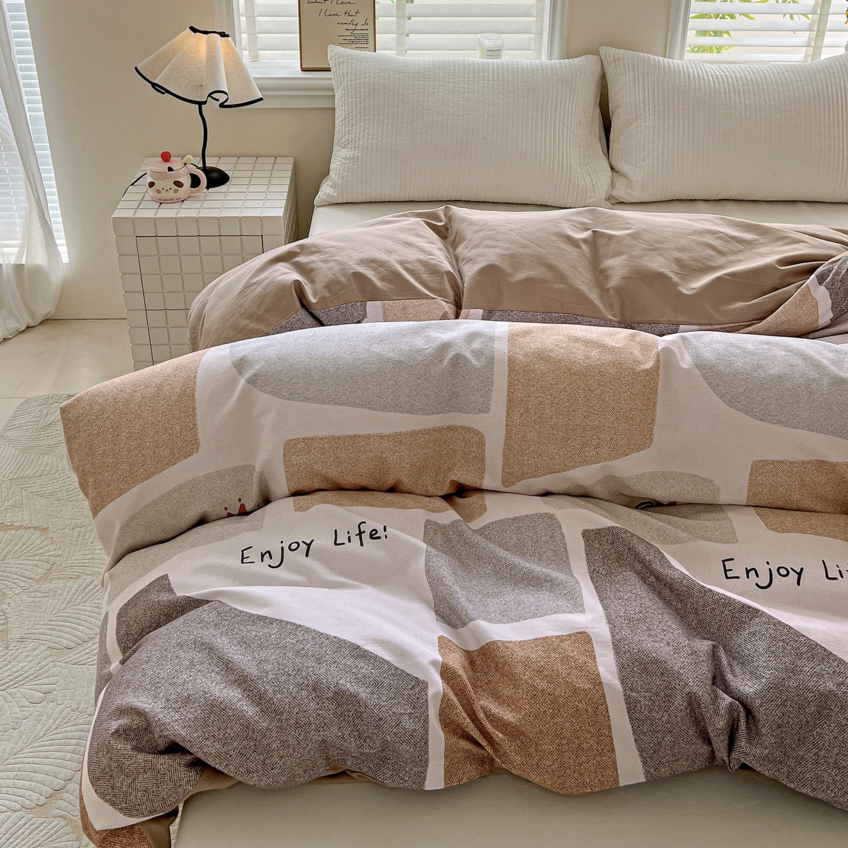 91家纺网 家纺一手货源 找家纺 依庭 2025新款高克重全棉纯棉磨毛印花单被套 红冠象