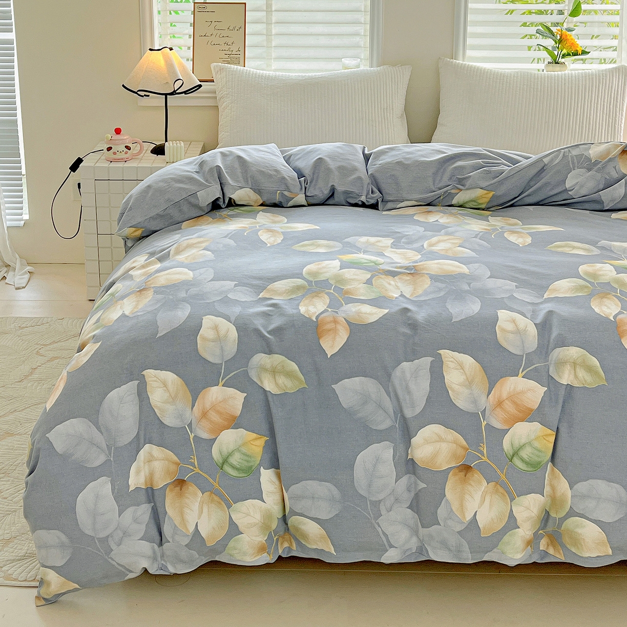 91家纺网 家纺一手货源 找家纺 依庭 2025新款高克重全棉纯棉磨毛印花单被套 花色伊人