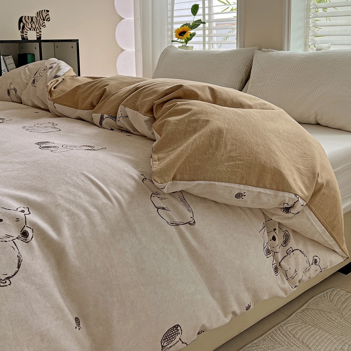 91家纺网 家纺一手货源 找家纺 依庭 2025新款高克重全棉纯棉磨毛印花单被套 吉唛