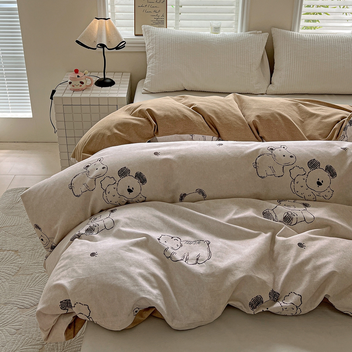 91家纺网 家纺一手货源 找家纺 依庭 2025新款高克重全棉纯棉磨毛印花单被套 吉唛