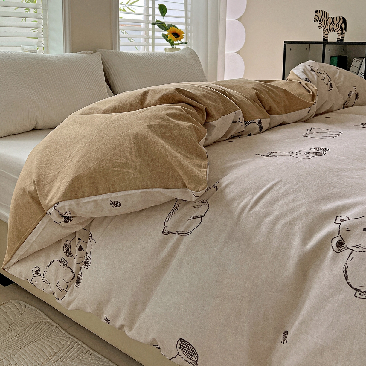 91家纺网 家纺一手货源 找家纺 依庭 2025新款高克重全棉纯棉磨毛印花单被套 吉唛