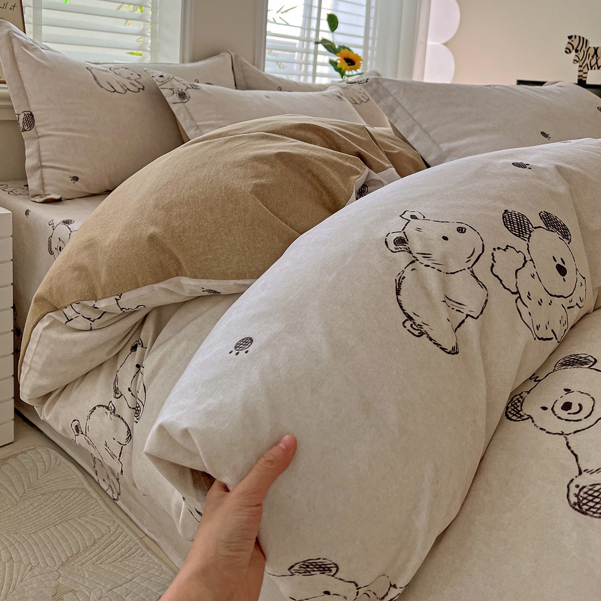 91家纺网 家纺一手货源 找家纺 依庭 2025新款高克重全棉纯棉磨毛印花单被套 吉唛