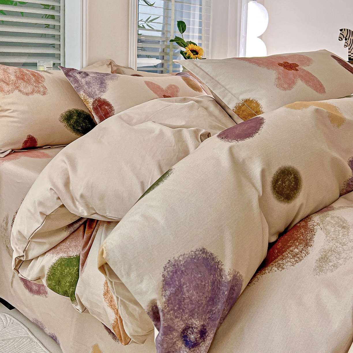 91家纺网 家纺一手货源 找家纺 依庭 2025新款高克重全棉纯棉磨毛印花单被套 悸动