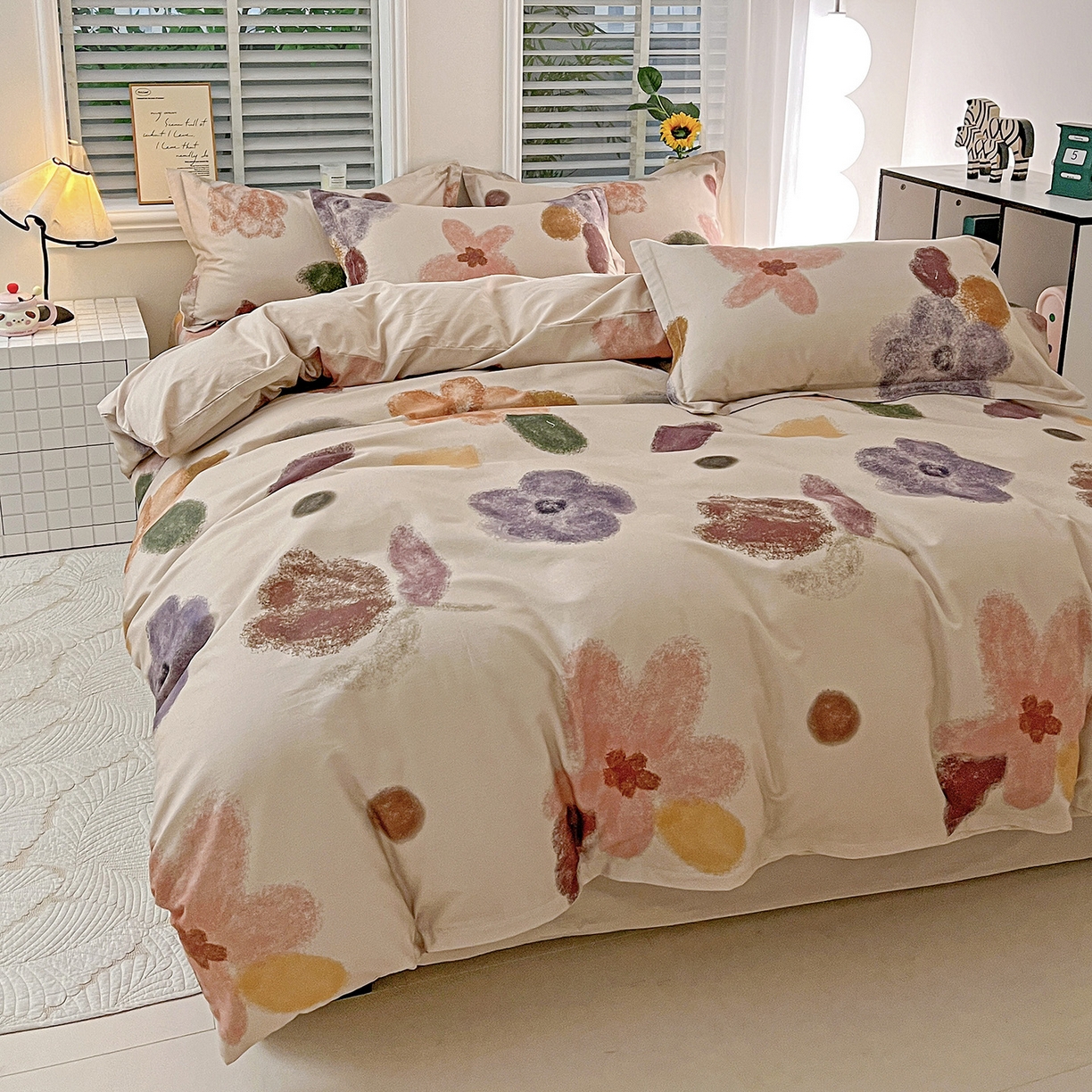 91家纺网 家纺一手货源 找家纺 依庭 2025新款高克重全棉纯棉磨毛印花单被套 悸动