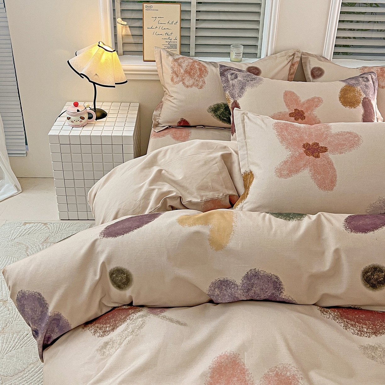 91家纺网 家纺一手货源 找家纺 依庭 2025新款高克重全棉纯棉磨毛印花单被套 悸动