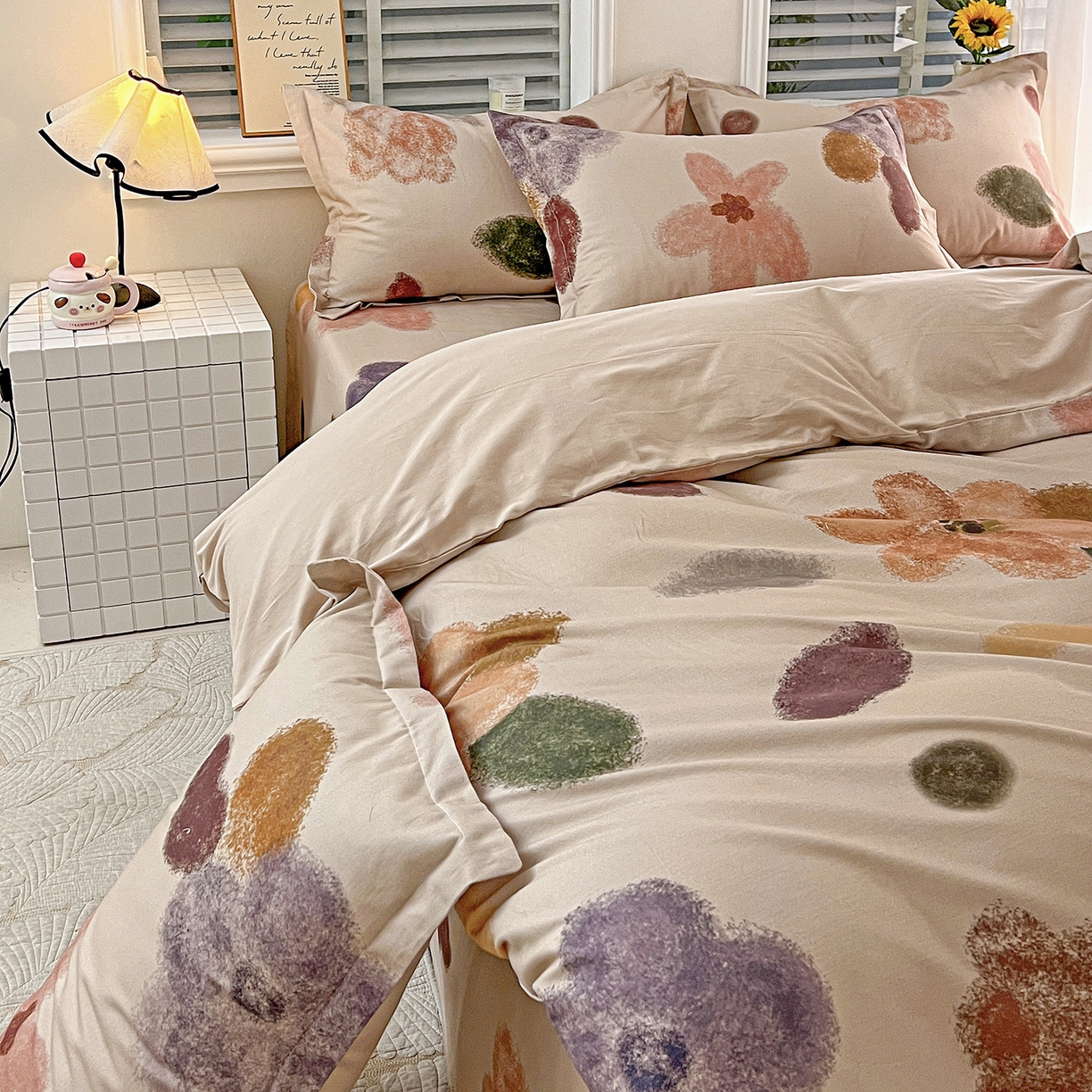 91家纺网 家纺一手货源 找家纺 依庭 2025新款高克重全棉纯棉磨毛印花单被套 悸动