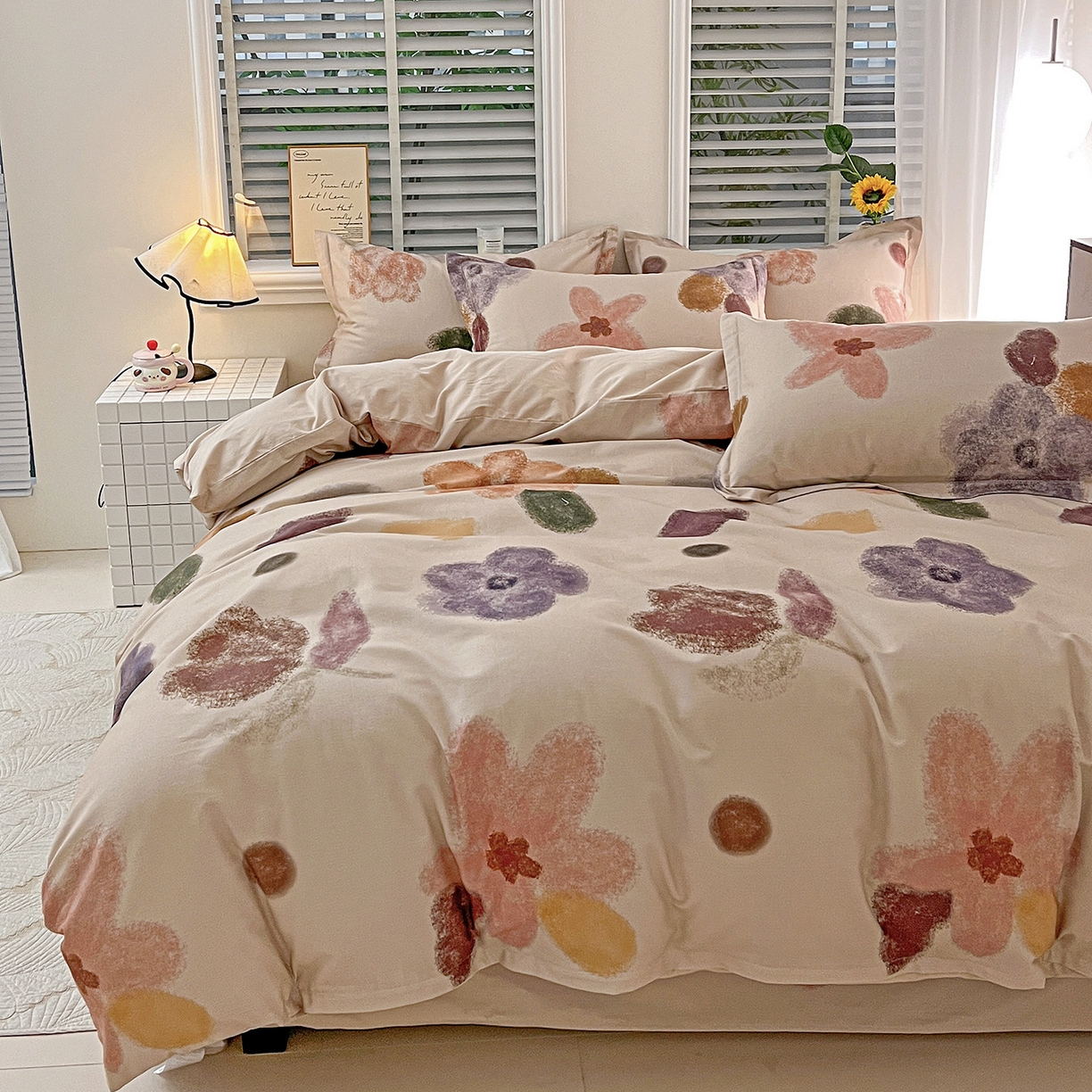 91家纺网 家纺一手货源 找家纺 依庭 2025新款高克重全棉纯棉磨毛印花单被套 悸动