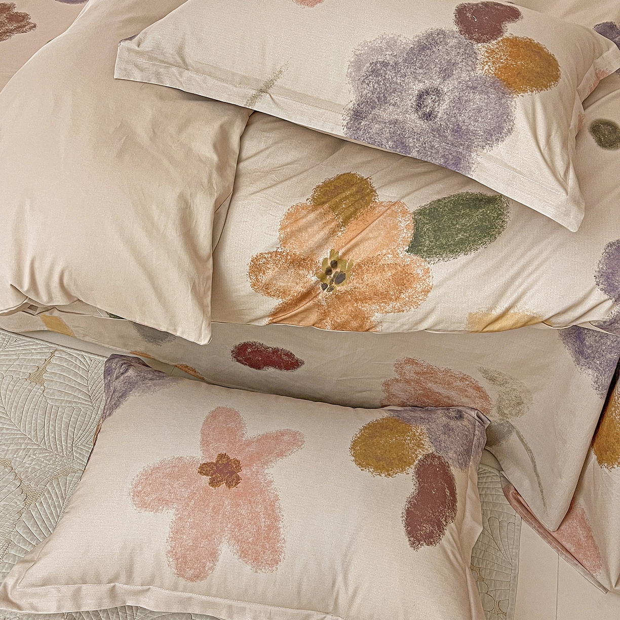 91家纺网 家纺一手货源 找家纺 依庭 2025新款高克重全棉纯棉磨毛印花单被套 悸动