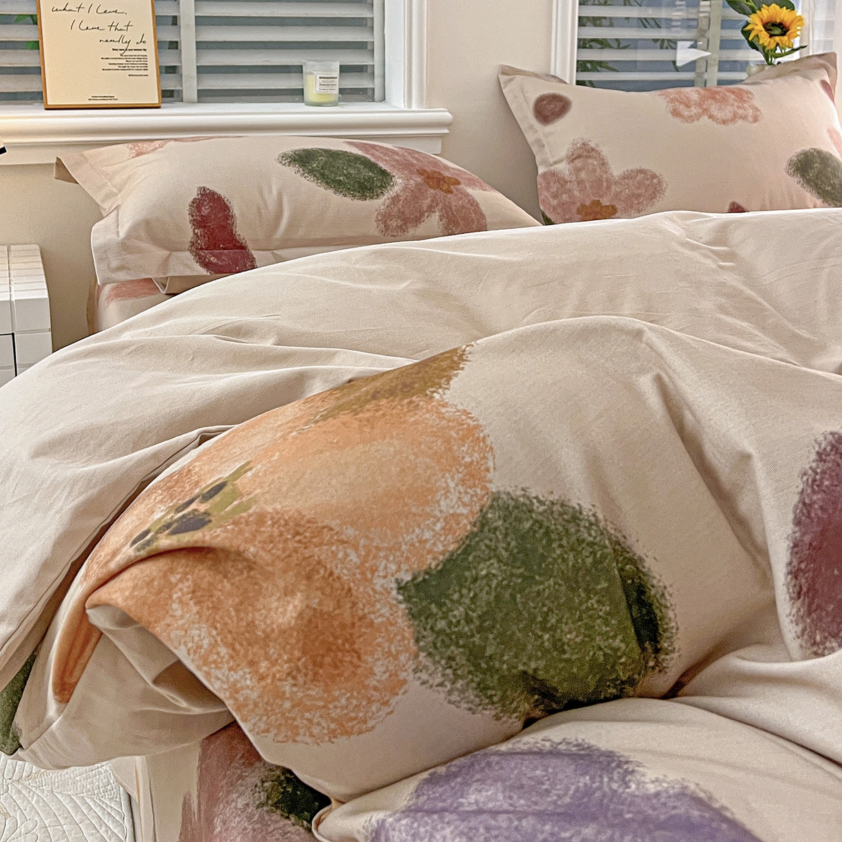 91家纺网 家纺一手货源 找家纺 依庭 2025新款高克重全棉纯棉磨毛印花单被套 悸动