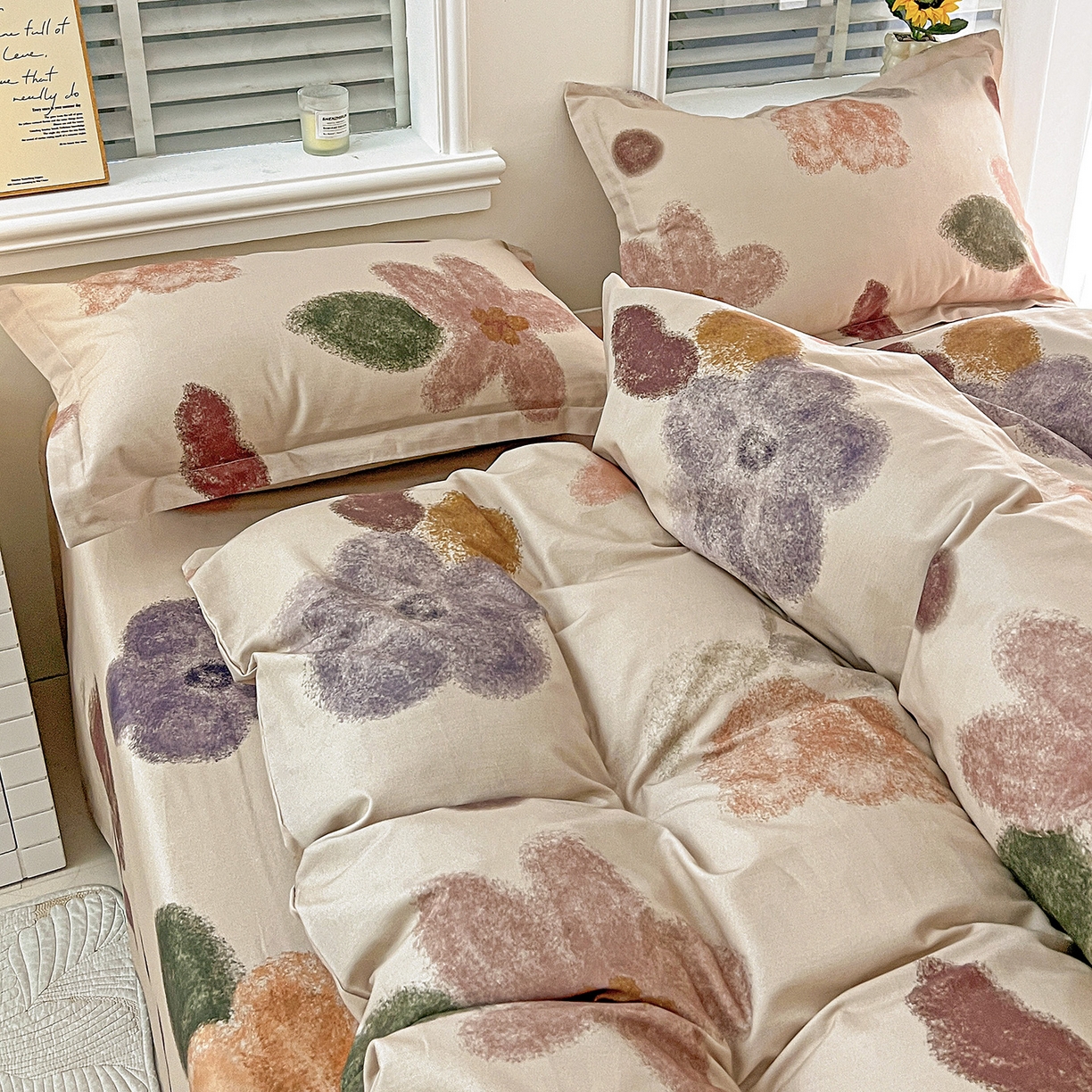 91家纺网 家纺一手货源 找家纺 依庭 2025新款高克重全棉纯棉磨毛印花单被套 悸动