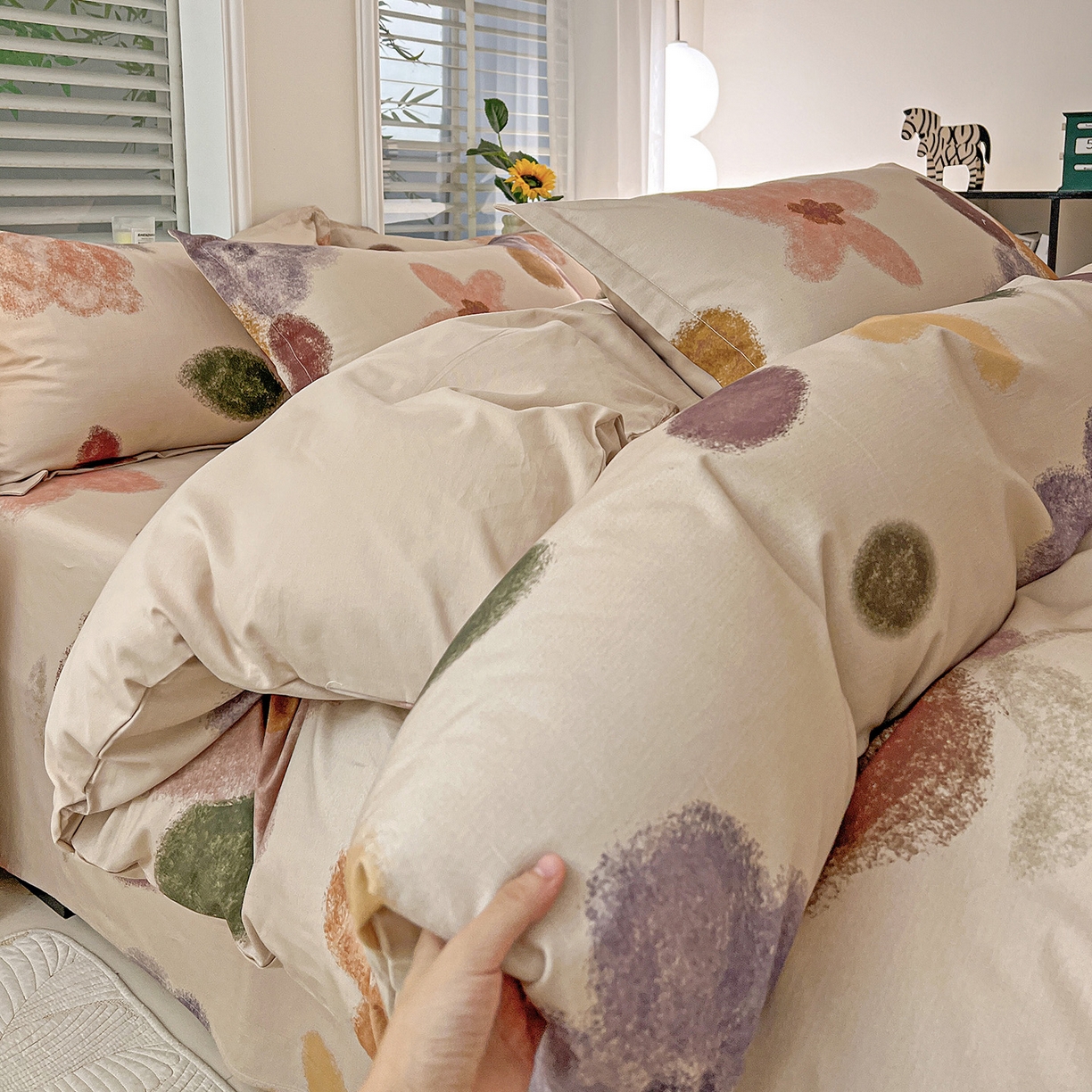 91家纺网 家纺一手货源 找家纺 依庭 2025新款高克重全棉纯棉磨毛印花单被套 悸动