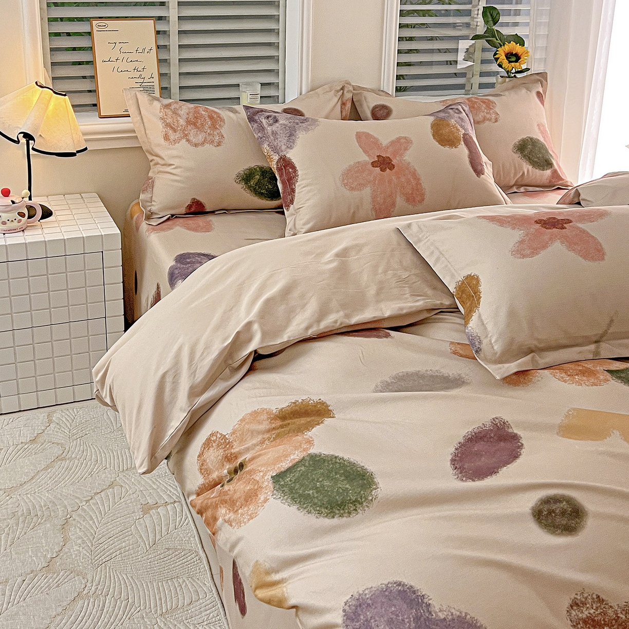 91家纺网 家纺一手货源 找家纺 依庭 2025新款高克重全棉纯棉磨毛印花单被套 悸动