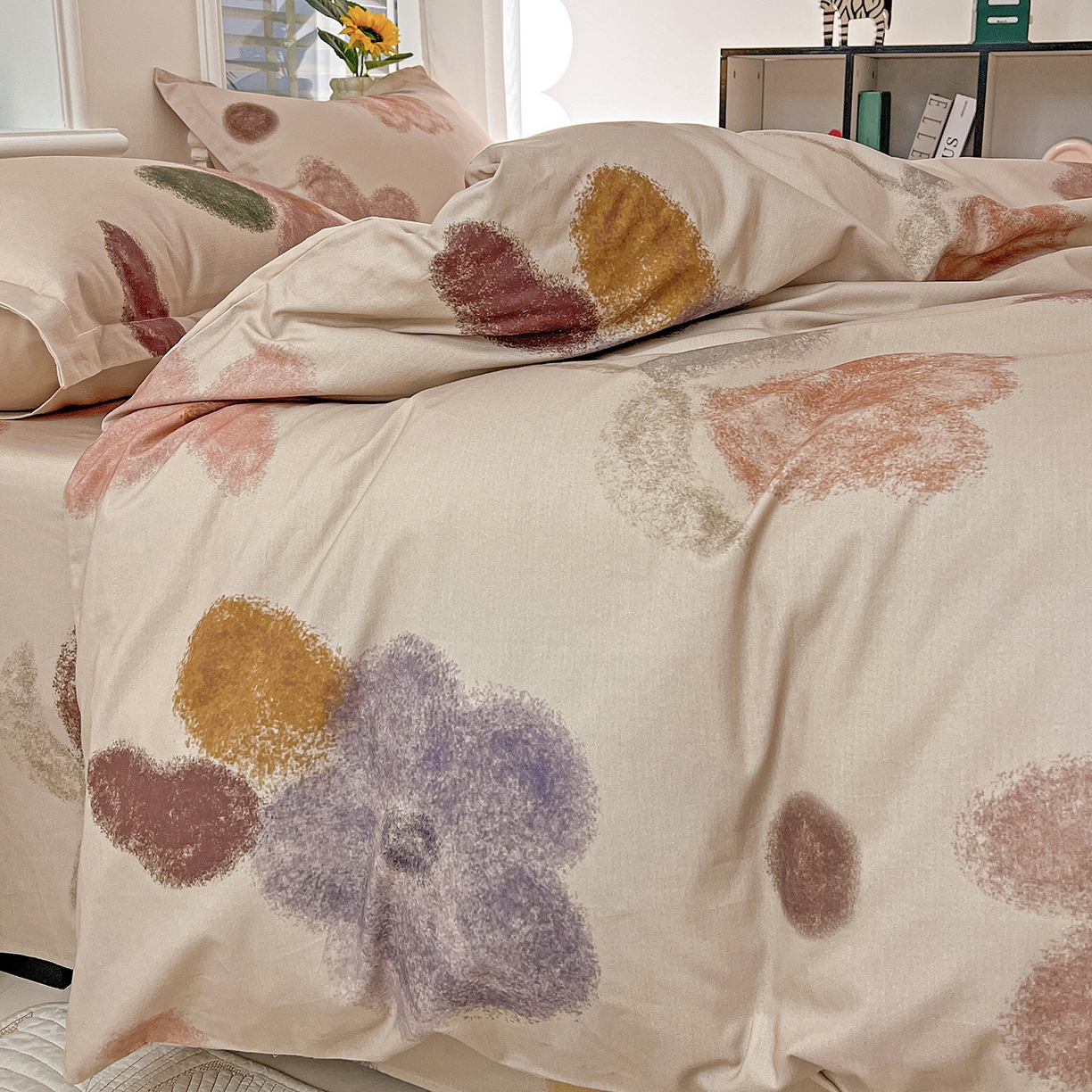 91家纺网 家纺一手货源 找家纺 依庭 2025新款高克重全棉纯棉磨毛印花单被套 悸动