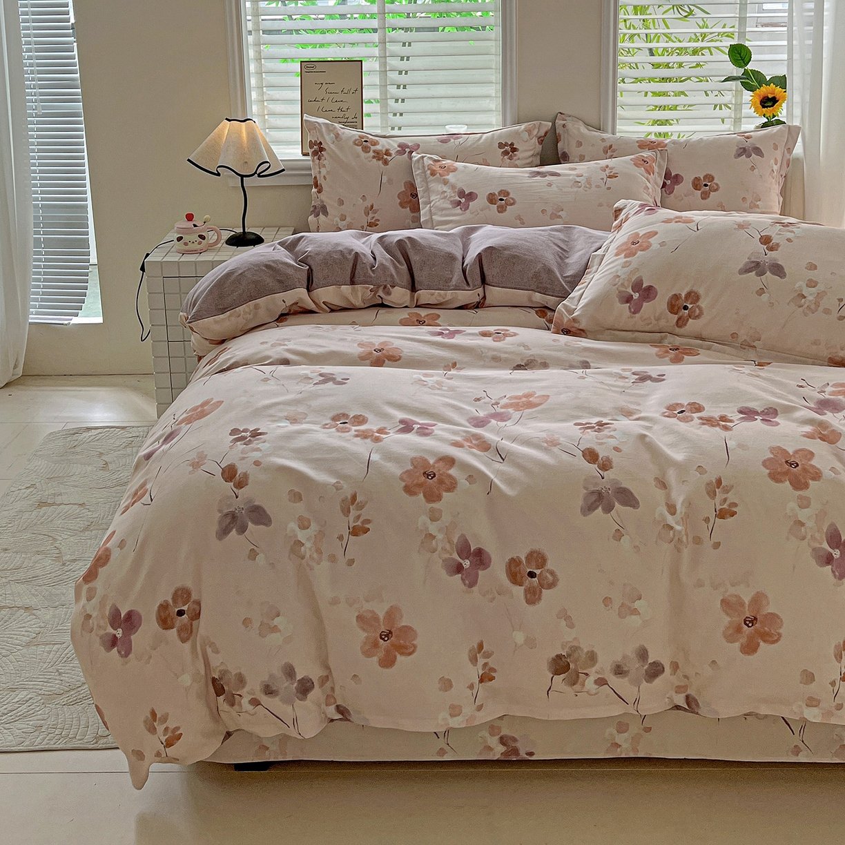 91家纺网 家纺一手货源 找家纺 依庭 2025新款高克重全棉纯棉磨毛印花单被套 惊鸿-粉