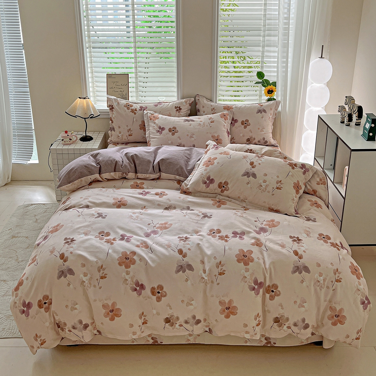 91家纺网 家纺一手货源 找家纺 依庭 2025新款高克重全棉纯棉磨毛印花单被套 惊鸿-粉