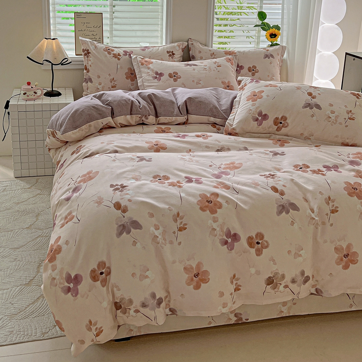 91家纺网 家纺一手货源 找家纺 依庭 2025新款高克重全棉纯棉磨毛印花单被套 惊鸿-粉