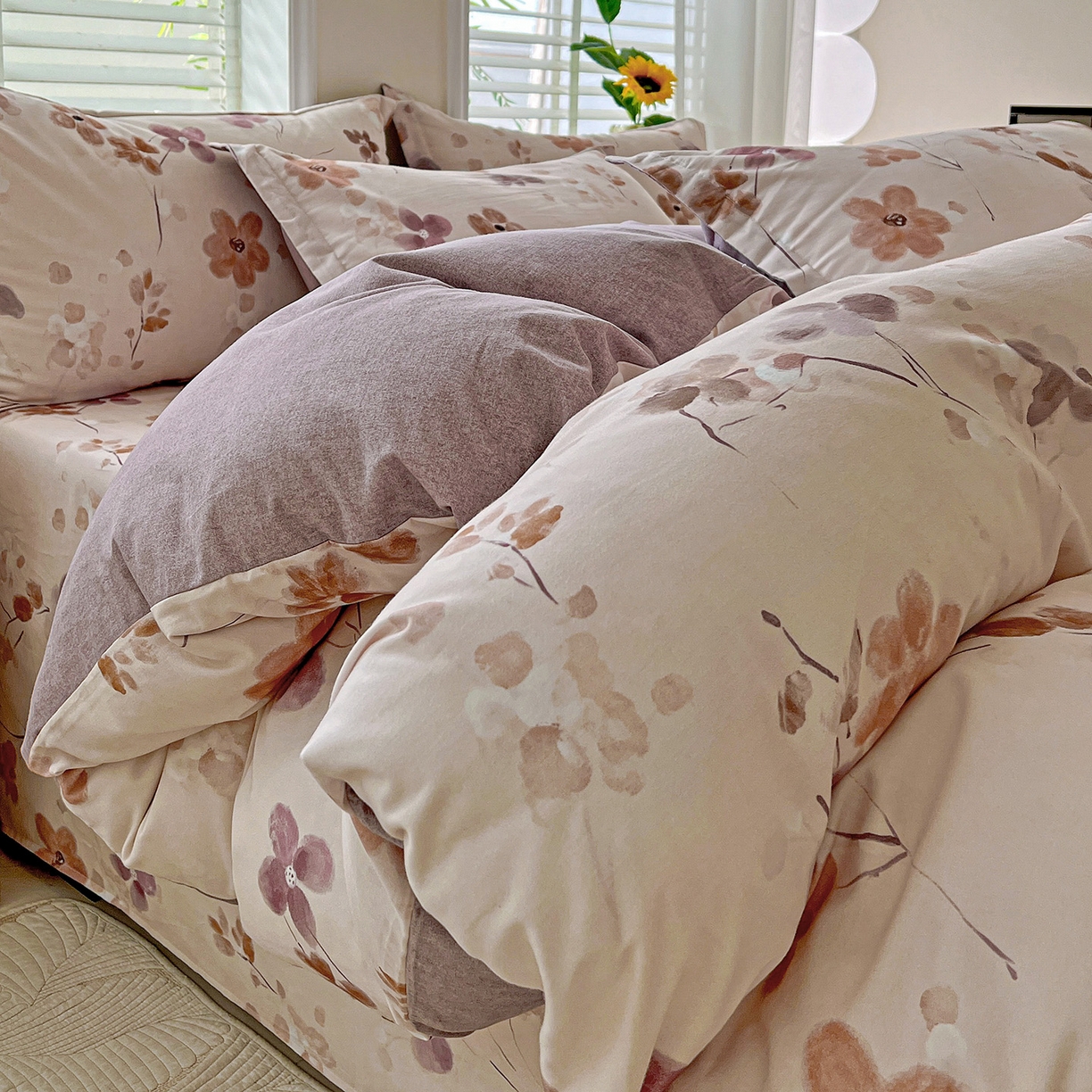 91家纺网 家纺一手货源 找家纺 依庭 2025新款高克重全棉纯棉磨毛印花单被套 惊鸿-粉