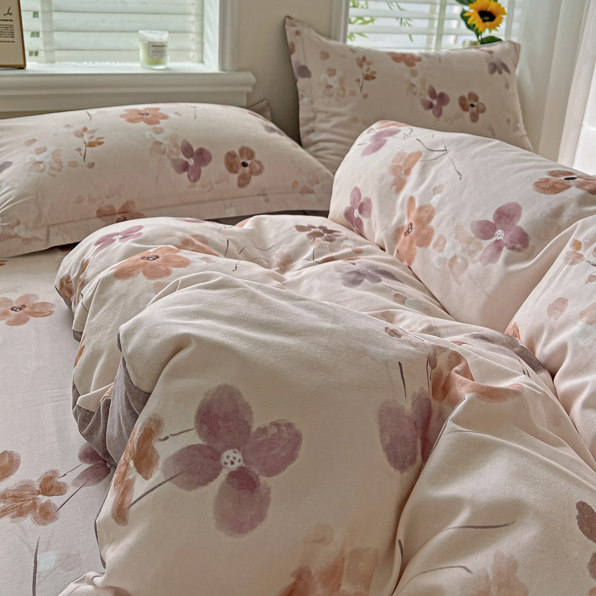 91家纺网 家纺一手货源 找家纺 依庭 2025新款高克重全棉纯棉磨毛印花单被套 惊鸿-粉