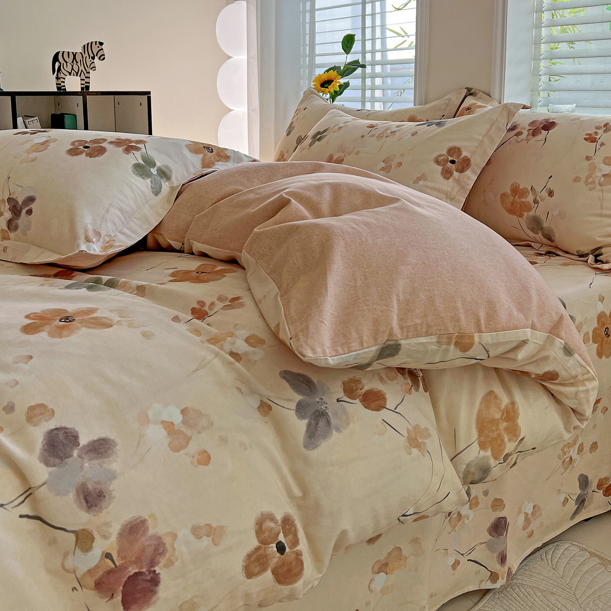 91家纺网 家纺一手货源 找家纺 依庭 2025新款高克重全棉纯棉磨毛印花单被套 惊鸿-桔