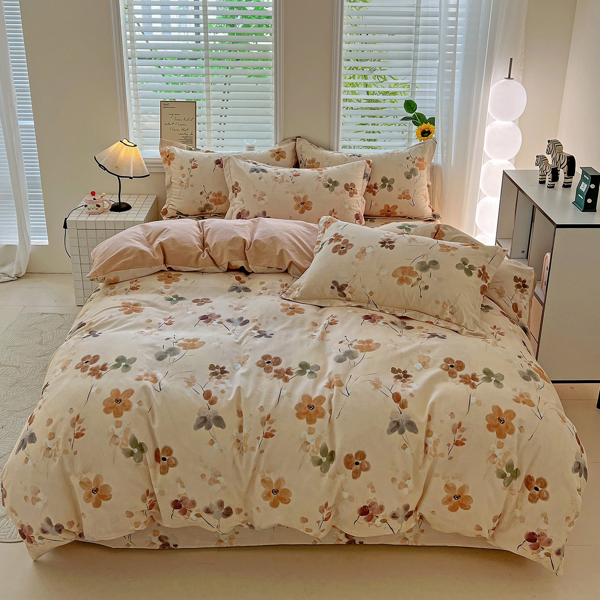 91家纺网 家纺一手货源 找家纺 依庭 2025新款高克重全棉纯棉磨毛印花单被套 惊鸿-桔