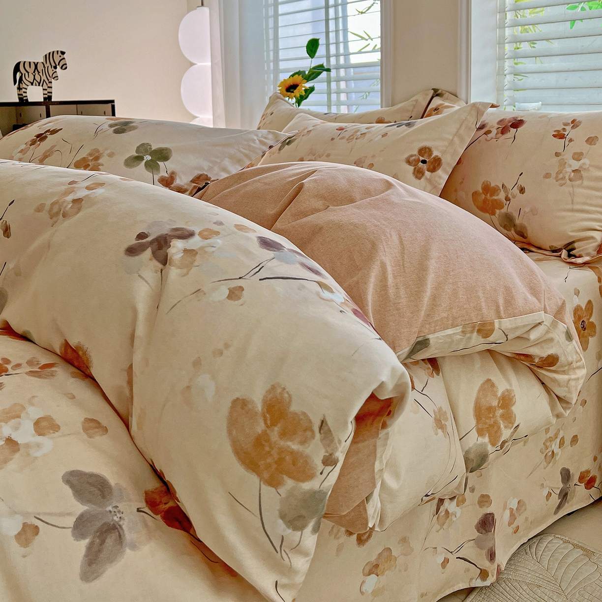 91家纺网 家纺一手货源 找家纺 依庭 2025新款高克重全棉纯棉磨毛印花单被套 惊鸿-桔