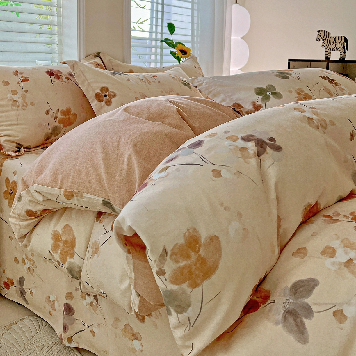 91家纺网 家纺一手货源 找家纺 依庭 2025新款高克重全棉纯棉磨毛印花单被套 惊鸿-桔