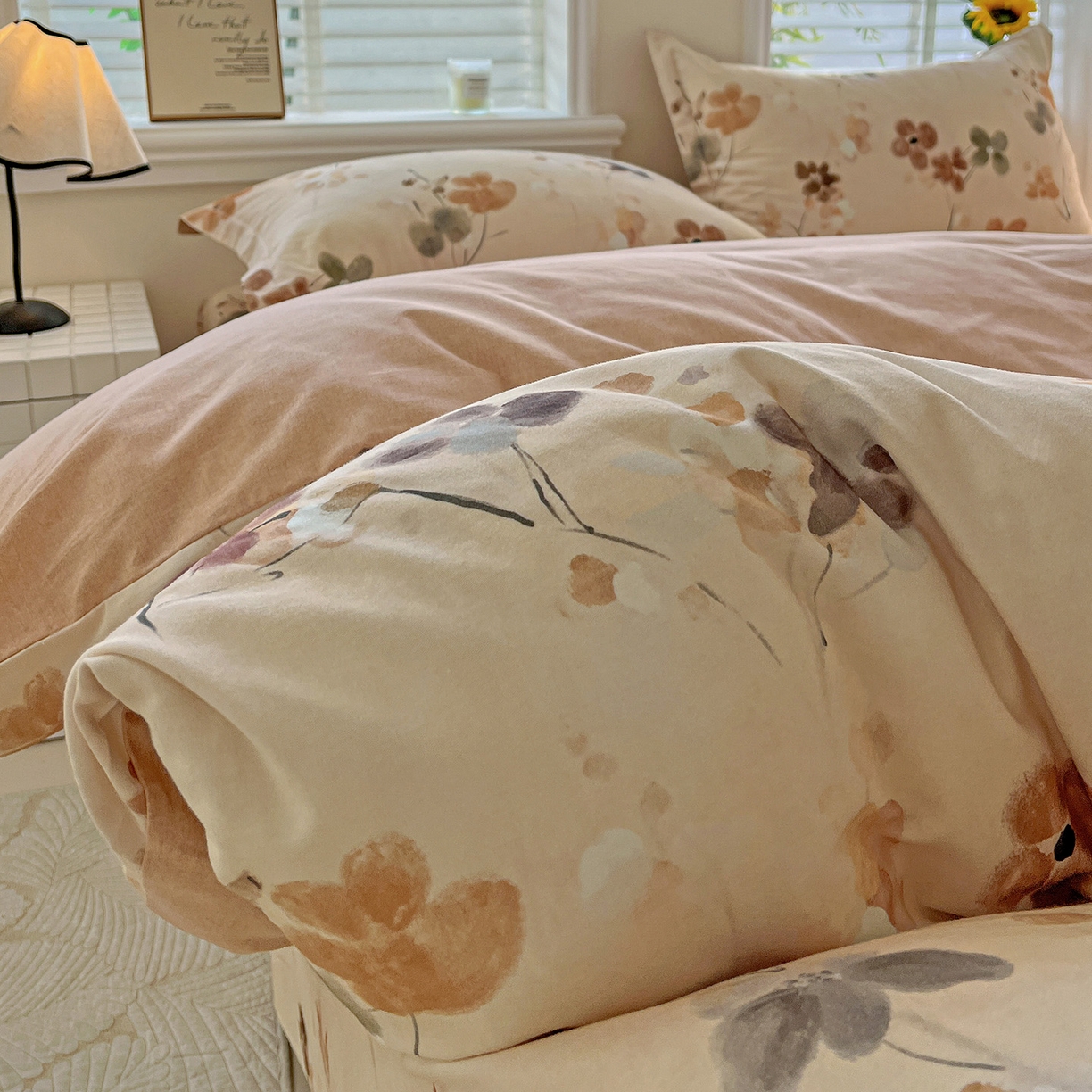 91家纺网 家纺一手货源 找家纺 依庭 2025新款高克重全棉纯棉磨毛印花单被套 惊鸿-桔