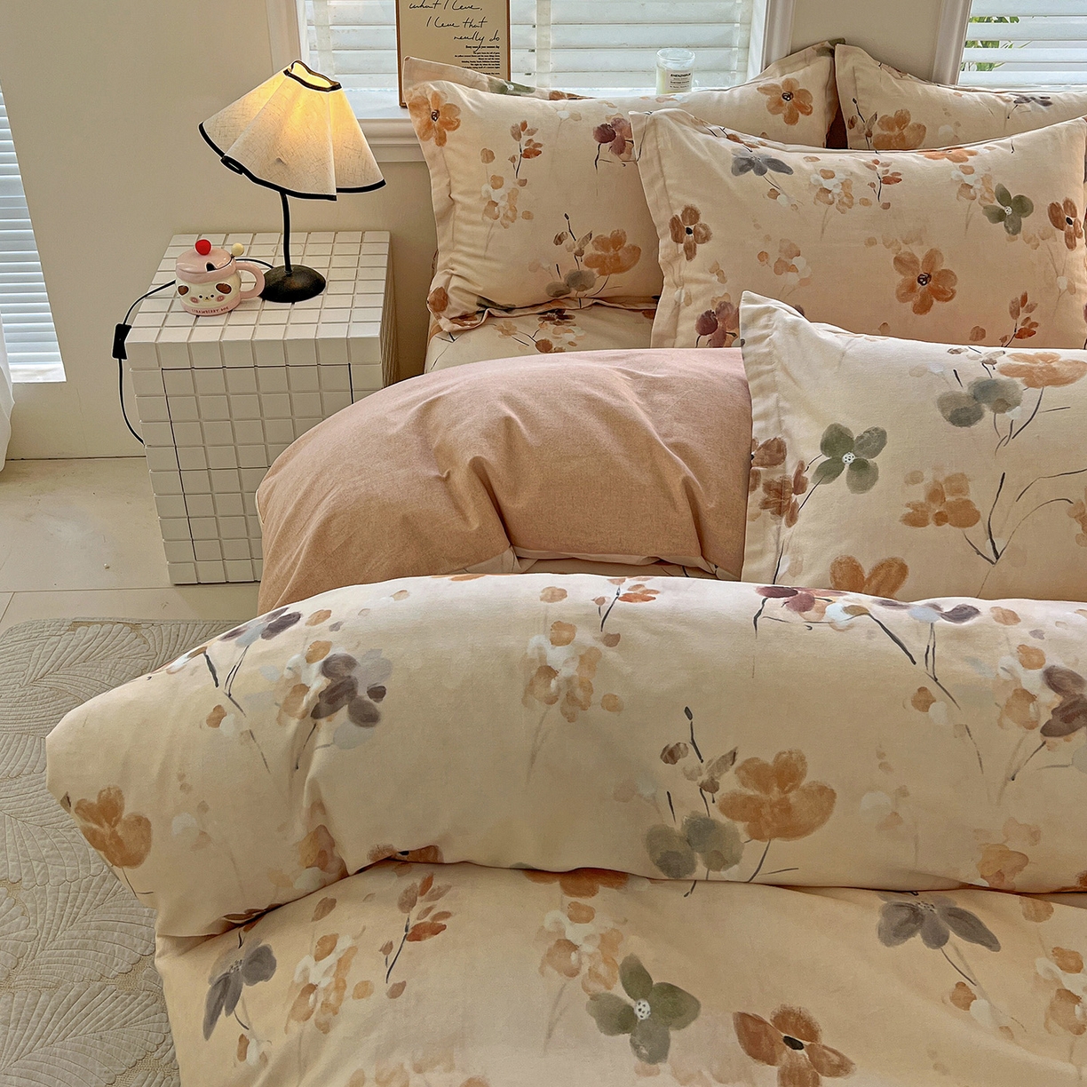 91家纺网 家纺一手货源 找家纺 依庭 2025新款高克重全棉纯棉磨毛印花单被套 惊鸿-桔