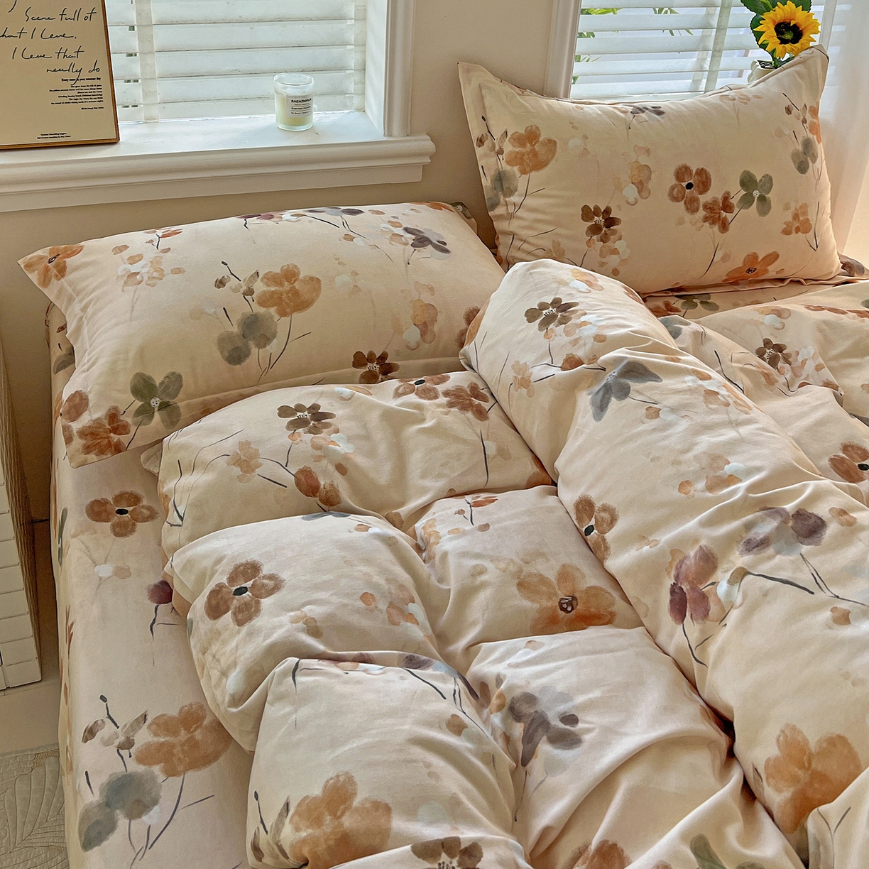 91家纺网 家纺一手货源 找家纺 依庭 2025新款高克重全棉纯棉磨毛印花单被套 惊鸿-桔