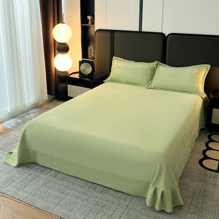 91家纺网 家纺一手货源 找家纺 梦莱斯 2025新款230克全消光刺绣牛奶绒配精美无纺布包装套件-玛奇朵玛奇朵-绿