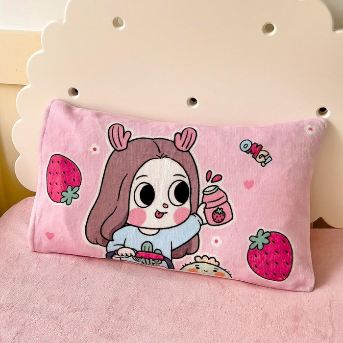 91家纺网 家纺一手货源 找家纺 （总）嗨生活 2025新款大版印花牛奶绒儿童枕套枕芯幼儿园枕套枕芯