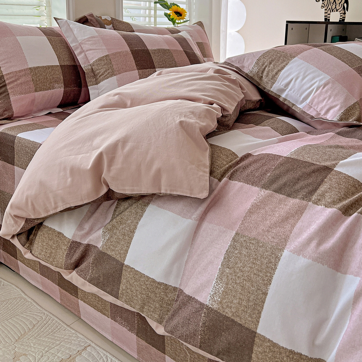 91家纺网 家纺一手货源 找家纺 依庭 2025新款高克重全棉纯棉磨毛印花单被套 可爱兔