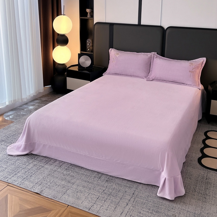 91家纺网 家纺一手货源 找家纺 梦莱斯 2025新款230克全消光刺绣牛奶绒配精美无纺布包装套件-玛奇朵玛奇朵-浅紫