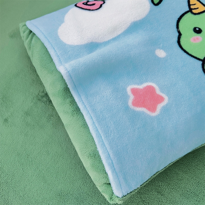 91家纺网 家纺一手货源 找家纺 嗨生活 2025新款大版印花牛奶绒儿童枕套枕芯幼儿园枕套枕芯 卡通小恐龙